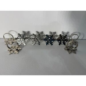Silver Snowflake Napkin Rings Set of 6 Winter Holiday Christmas Table Decor